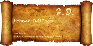 Hohner Dénes névjegykártya